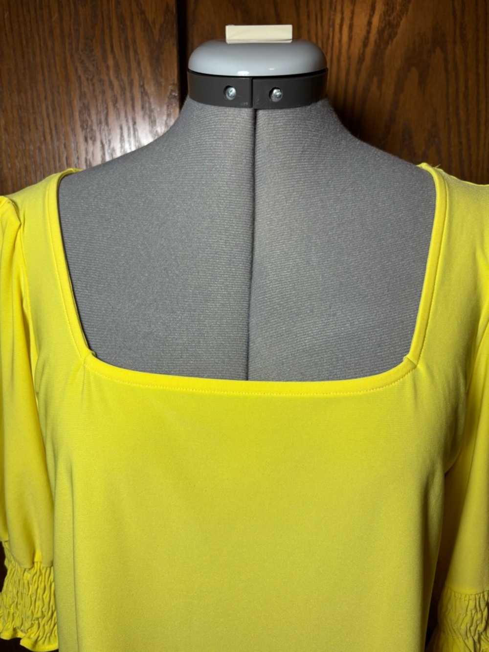 CeCe Bright Yellow Square Neck Puff Sleeve Blouse - Medium - Picture 2 of 6
